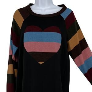 Everlily Rain Fantastic Fawn Stripped Sweater in Black/Multi Size Medium